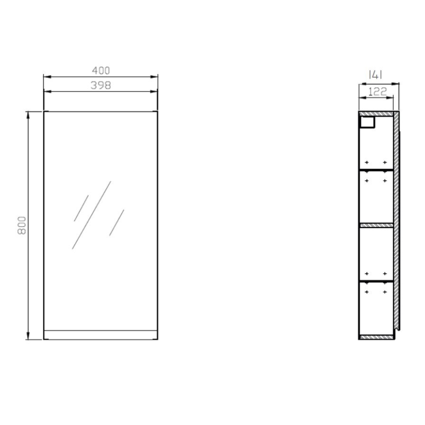 Cersanit S590-030 - Armoire de salle de bain avec miroir MEDDIE 80x40 cm