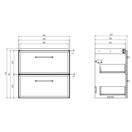 Cersanit S590-100 - Meuble sous-vasque suspendu MILLE SLIM 60x38 cm noir
