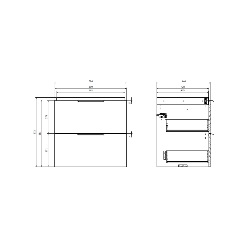 Cersanit S598-045-DSM - Meuble sous-vasque mural MALIKA 60x45 cm chêne