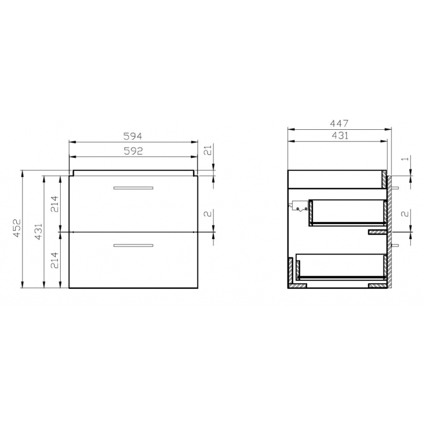 Cersanit S801-147-DSM - Armoire suspendue pour salle de bains avec vasque ELODY 46x60 cm blanc