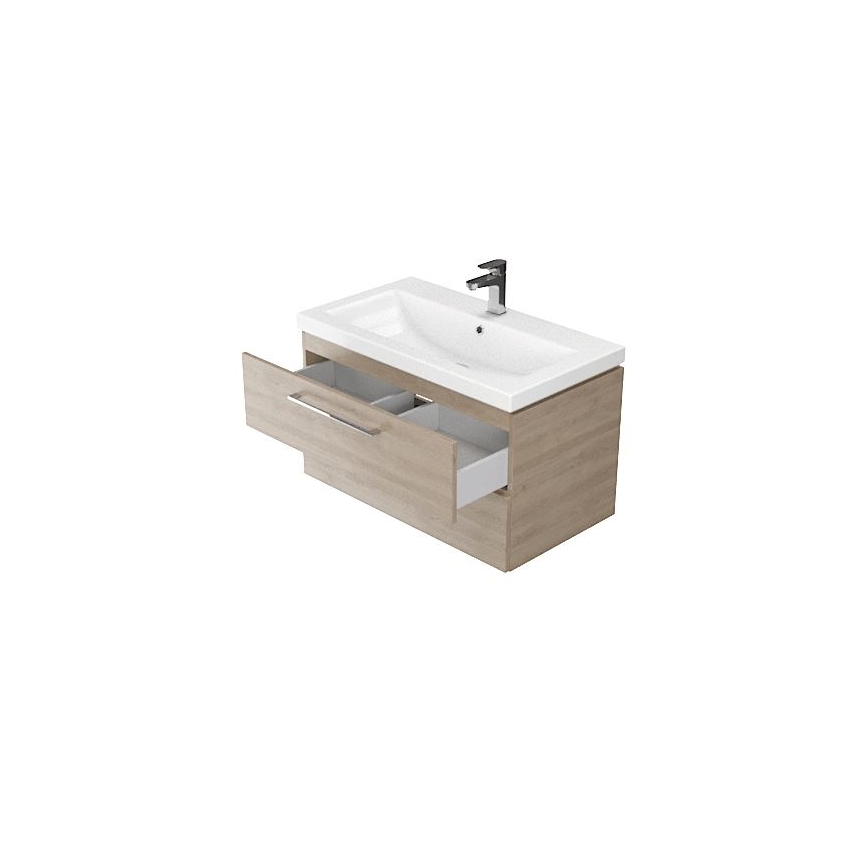 Cersanit S801-148-DSM - Meuble de salle de bains suspendu avec lavabo LARA 60 x 45 cm, finition noyer