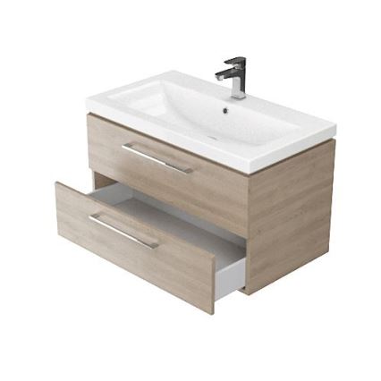 Cersanit S801-148-DSM - Meuble de salle de bain suspendu avec lavabo LARA 46x60 cm noyer