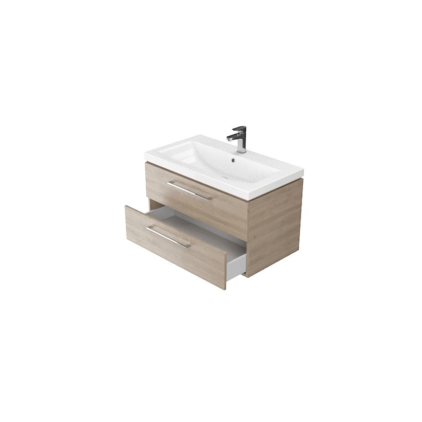 Cersanit S801-148-DSM - Meuble de salle de bain suspendu avec lavabo LARA 46x60 cm noyer