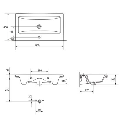 Cersanit S801-149-DSM - Armoire suspendue pour salle de bains avec vasque ELODY 46x80 cm blanc