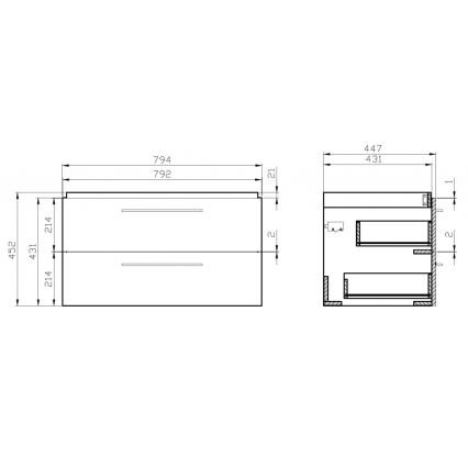 Cersanit S801-149-DSM - Armoire suspendue pour salle de bains avec vasque ELODY 46x80 cm blanc
