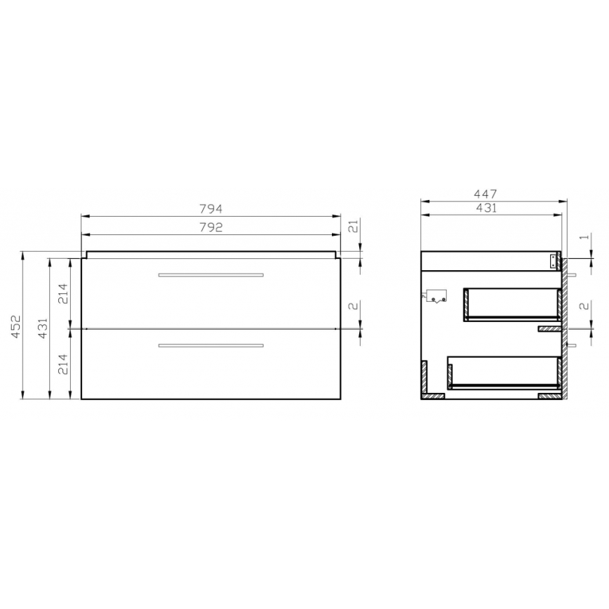 Cersanit S801-149-DSM - Armoire suspendue pour salle de bains avec vasque ELODY 46x80 cm blanc