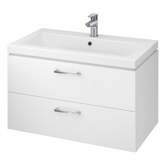 Cersanit S801-149-DSM - Meuble de salle de bains suspendu avec lavabo intégré LARA 80x45 cm blanc