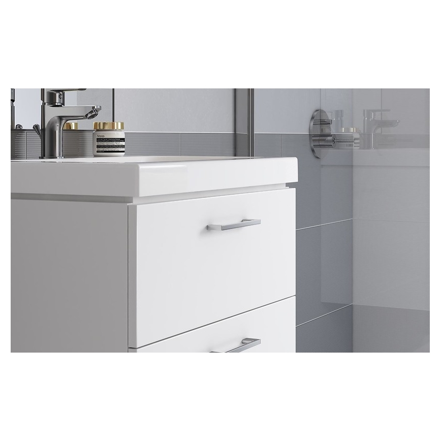 Cersanit S801-149-DSM - Meuble de salle de bains suspendu avec lavabo LARA 80x46x45 cm blanc