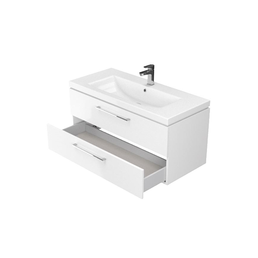 Cersanit S801-149-DSM - Meuble de salle de bains suspendu avec lavabo LARA 80x46x45 cm blanc