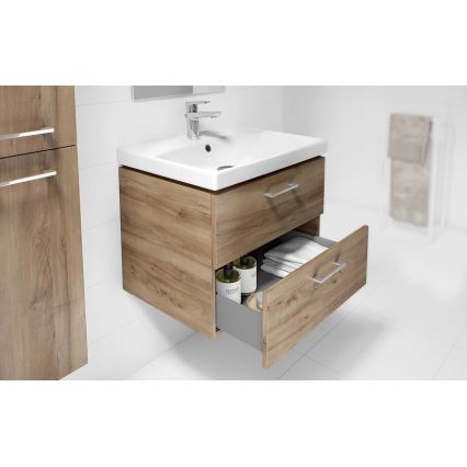 Cersanit S801-153-DSM - Armoire suspendue pour salle de bains avec vasque ELIS 46x50 cm noyer