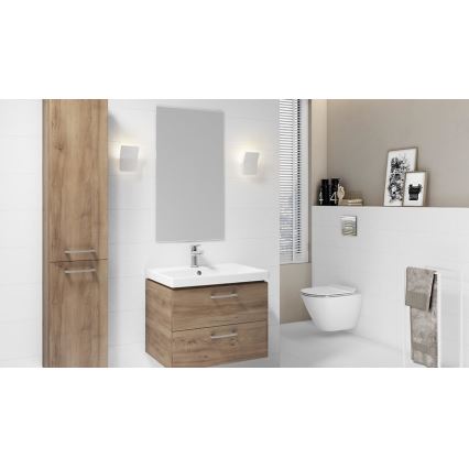Cersanit S801-153-DSM - Armoire suspendue pour salle de bains avec vasque ELIS 46x50 cm noyer