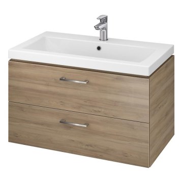 Cersanit S801-154-DSM - Meuble de salle de bain suspendu avec lavabo LARA 46x80 cm noyer