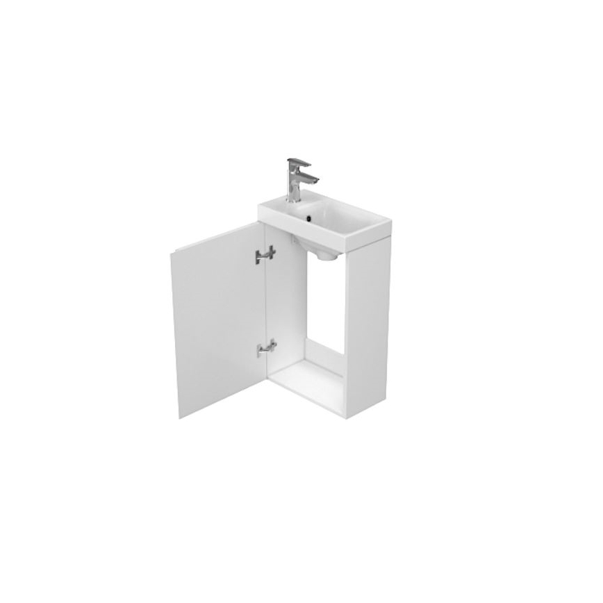 Cersanit S801-218-DSM - Meuble de salle de bains suspendu avec lavabo MODUO SLIM 40 x 22 cm, blanc laqué