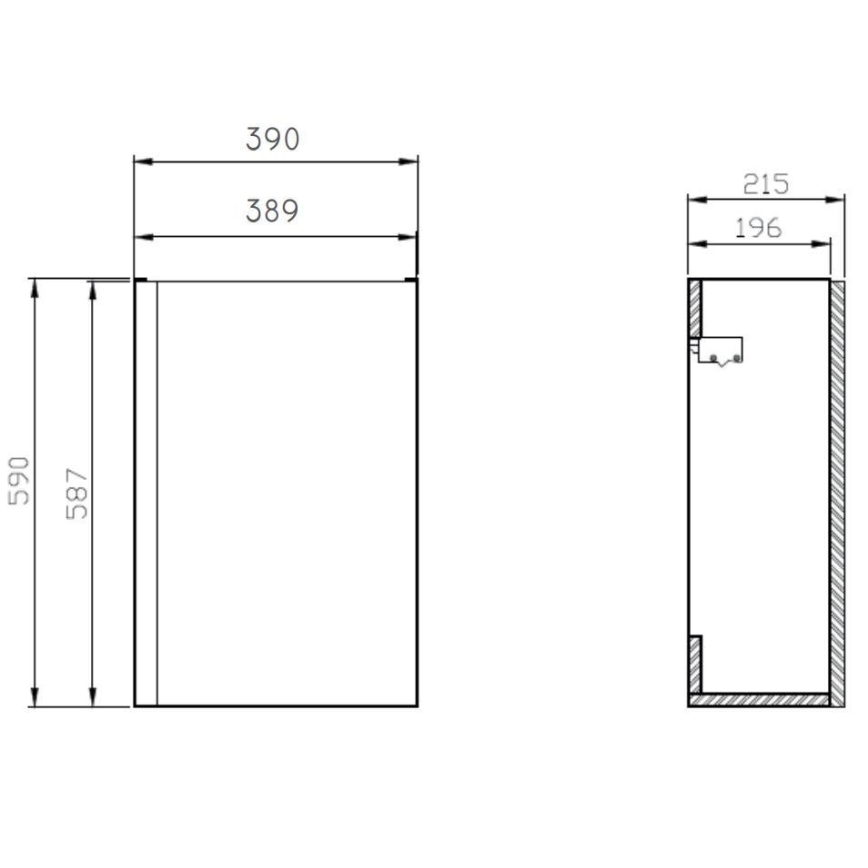 Cersanit S801-218-DSM - Meuble de salle de bains suspendu avec lavabo MODUO SLIM 40 x 22 cm, blanc laqué