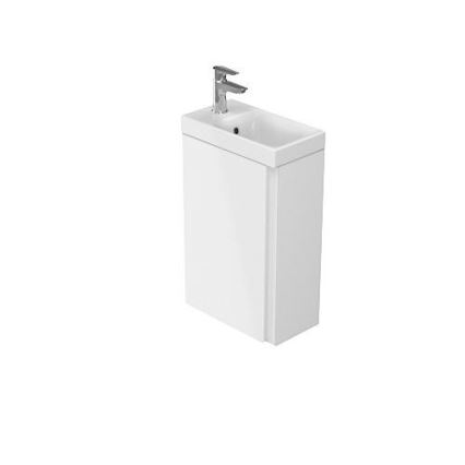 Cersanit S801-218-DSM - Meuble de salle de bains suspendu avec lavabo MODUO SLIM 40 cm, blanc laqué brillant