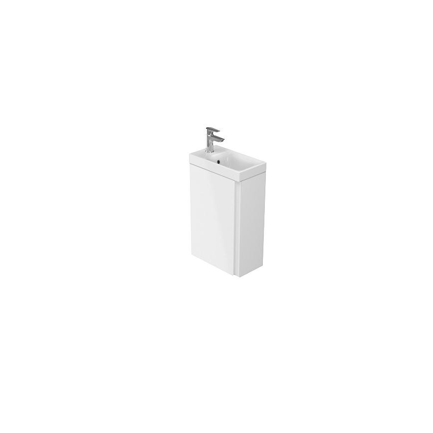 Cersanit S801-218-DSM - Meuble de salle de bains suspendu avec lavabo MODUO SLIM 40 cm, blanc laqué brillant