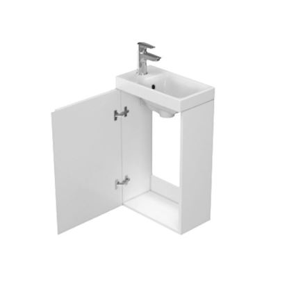 Cersanit S801-218-DSM - Meuble de salle de bains suspendu avec lavabo MODUO SLIM 40 cm, blanc laqué brillant