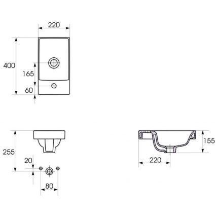 Cersanit S801-218-DSM - Meuble de salle de bains suspendu avec lavabo MODUO SLIM 40 cm, blanc laqué brillant