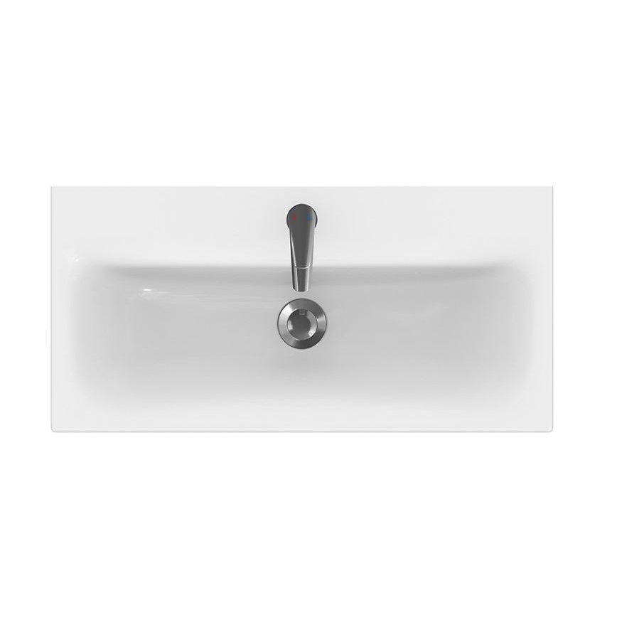 Cersanit S801-221-DSM - Meuble de salle de bains suspendu avec lavabo MODUO 80x45 cm blanc brillant