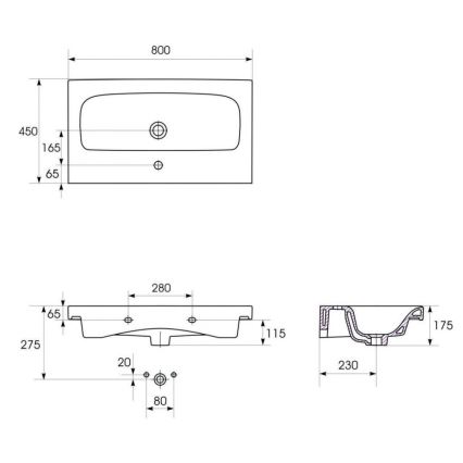 Cersanit S801-221-DSM - Meuble de salle de bains suspendu avec lavabo MODUO 80x45 cm blanc brillant