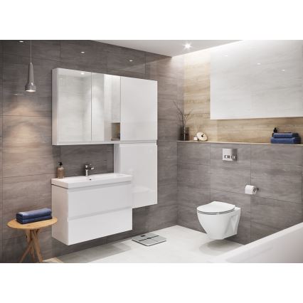 Cersanit S801-221-DSM - Meuble de salle de bains suspendu MODUO avec lavabo intégré 80 x 62 x 45 cm, blanc brillant