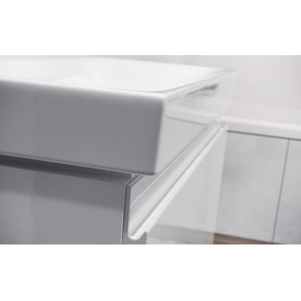 Cersanit S801-221-DSM - Meuble de salle de bains suspendu MODUO avec lavabo intégré 80 x 62 x 45 cm, blanc brillant