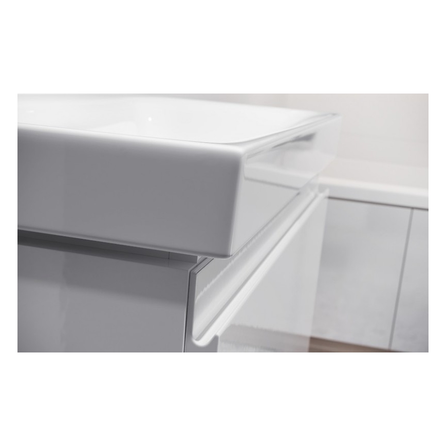 Cersanit S801-221-DSM - Meuble de salle de bains suspendu MODUO avec lavabo intégré 80 x 62 x 45 cm, blanc brillant