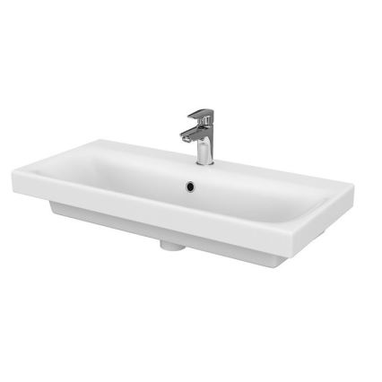 Cersanit S801-221-DSM - Meuble de salle de bains suspendu MODUO avec lavabo intégré 80 x 62 x 45 cm, blanc brillant