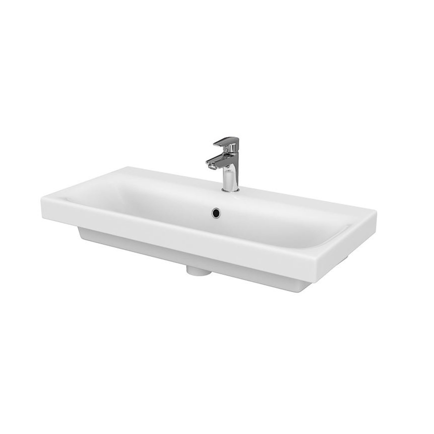 Cersanit S801-221-DSM - Meuble de salle de bains suspendu MODUO avec lavabo intégré 80 x 62 x 45 cm, blanc brillant