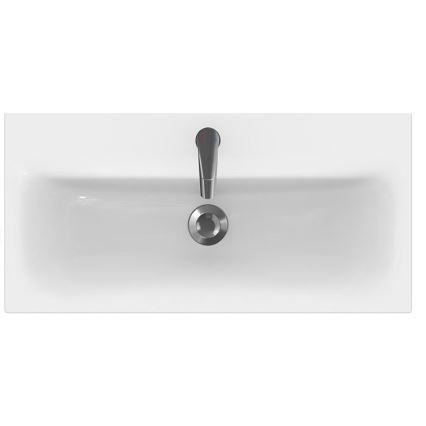 Cersanit S801-221-DSM - Meuble de salle de bains suspendu MODUO avec lavabo intégré 80 x 62 x 45 cm, blanc brillant