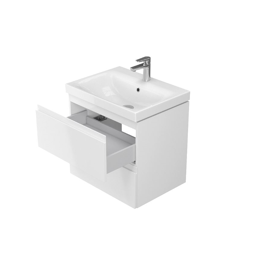 Cersanit S801-223-DSM - Armoire suspendue pour salle de bains avec vasque MEDDIE 62x60 cm blanc brillant