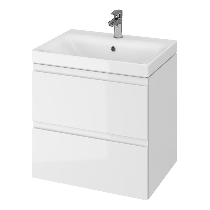 Cersanit S801-223-DSM - Meuble de salle de bains suspendu avec lavabo MODUO 60x45 cm blanc brillant