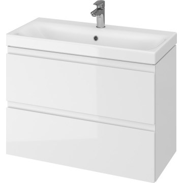 Cersanit S801-225-DSM - Armoire suspendue pour salle de bains avec vasque MEDA SLIM 62x80 cm blanc brillant