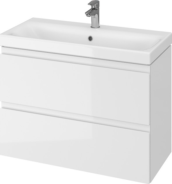 Cersanit S801-225-DSM - Armoire suspendue pour salle de bains avec vasque MEDA SLIM 62x80 cm blanc brillant