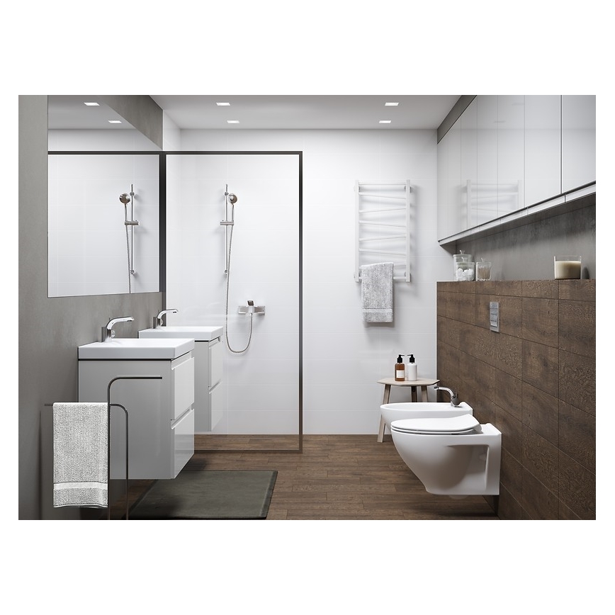 Cersanit S801-225-DSM - Meuble de salle de bains suspendu avec lavabo MODUO SLIM 80 x 38 cm, blanc brillant