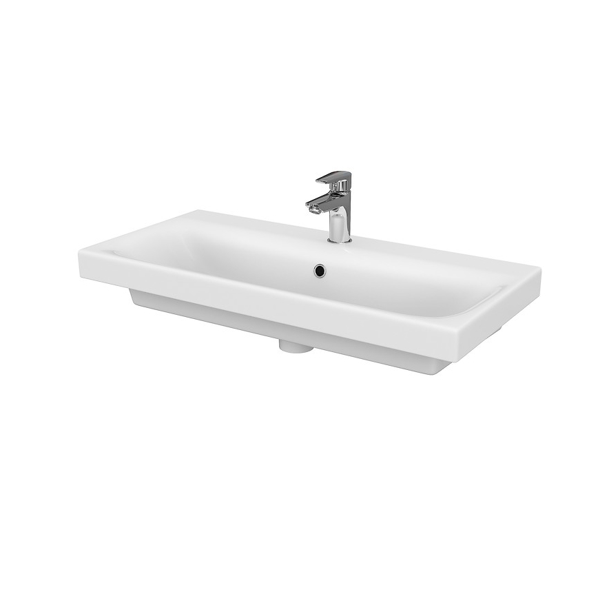 Cersanit S801-225-DSM - Meuble de salle de bains suspendu avec lavabo MODUO SLIM 80 x 38 cm, blanc brillant
