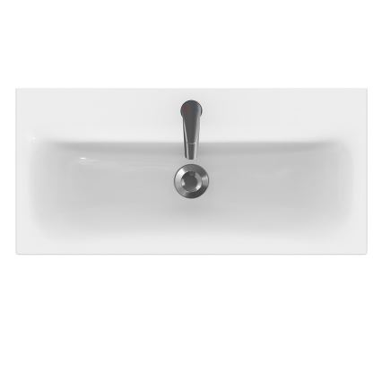 Cersanit S801-225-DSM - Meuble de salle de bains suspendu avec lavabo MODUO SLIM 80 x 38 cm, blanc brillant