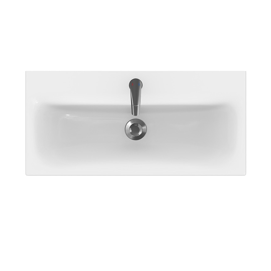 Cersanit S801-225-DSM - Meuble de salle de bains suspendu avec lavabo MODUO SLIM 80 x 38 cm, blanc brillant