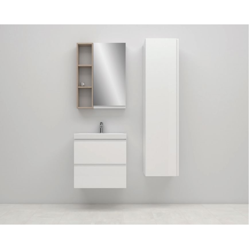 Cersanit S801-227-DSM - Meuble de salle de bains suspendu avec vasque MODUO SLIM 60x38 cm blanc brillant