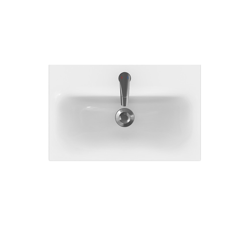 Cersanit S801-227-DSM - Meuble de salle de bain suspendu avec lavabo MODUO SLIM 62xcm blanc brillant