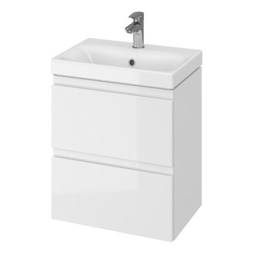 Cersanit S801-229-DSM - Meuble de salle de bains suspendu avec lavabo MODUO SLIM 50x62x35 cm blanc brillant