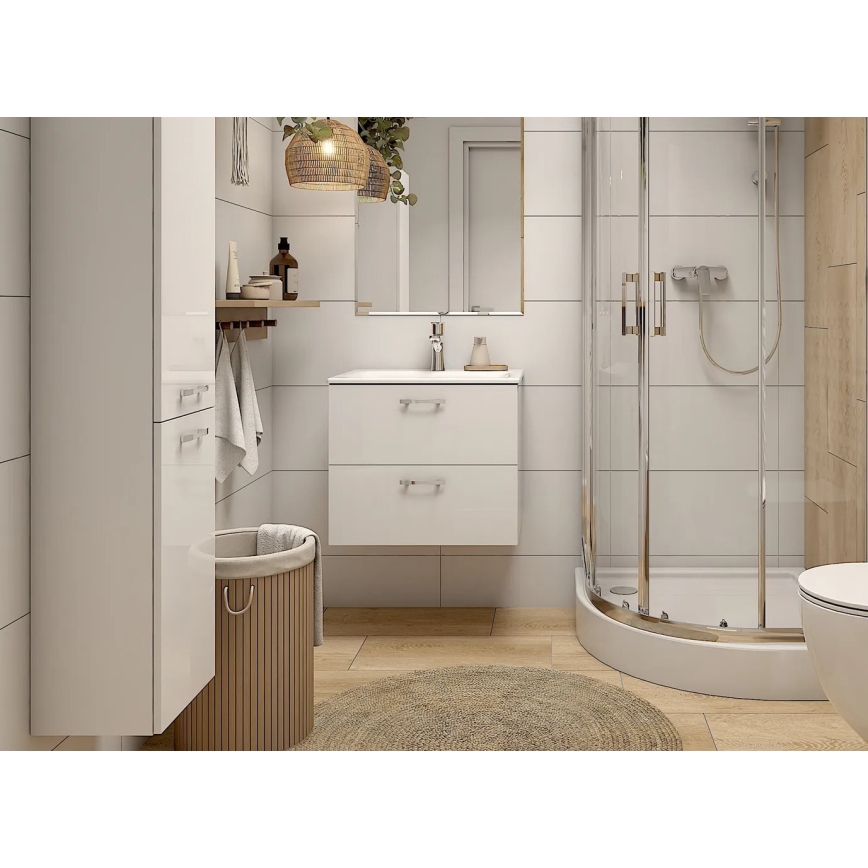 Cersanit S801-309-DSM - Meuble de salle de bains suspendu avec lavabo NIKO 60x50x45 cm blanc