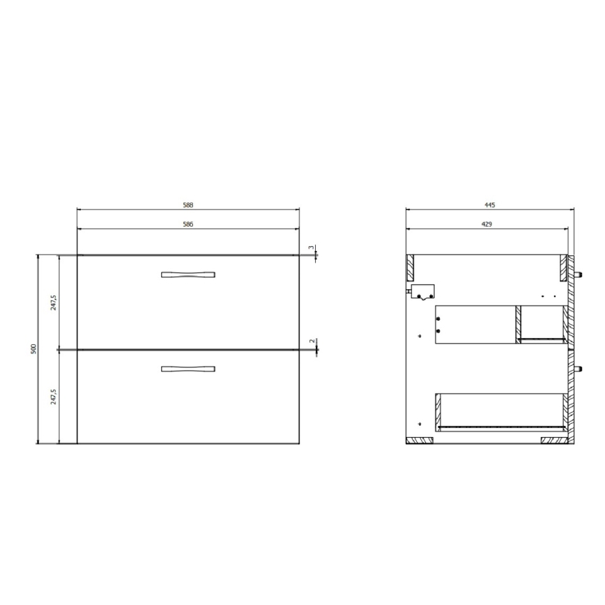 Cersanit S801-309-DSM - Meuble de salle de bains suspendu avec lavabo NIKO 60x50x45 cm blanc