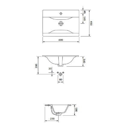 Cersanit S801-309-DSM- Meuble-lavabo suspendu NIKO 60x45 cm blanc