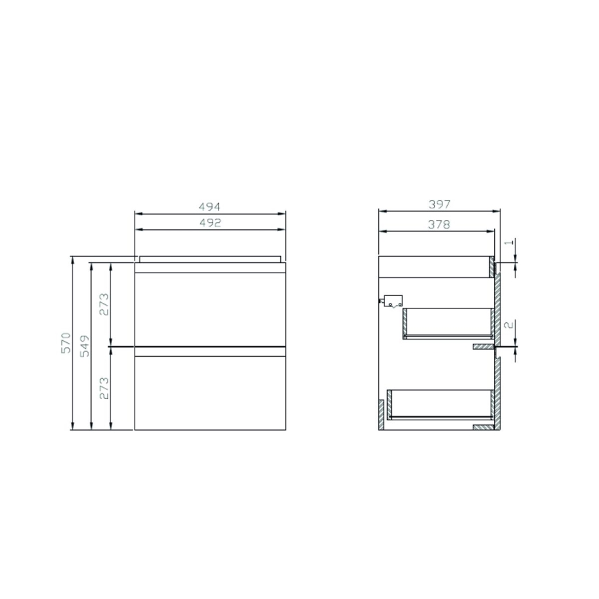 Cersanit S801-312-ECO - Meuble de salle de bains suspendu avec vasque MODUO 50x57x40 cm blanc