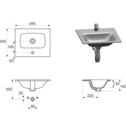 Cersanit S801-312-ECO - Meuble de salle de bains suspendu avec lavabo MODUO 50x40 cm blanc
