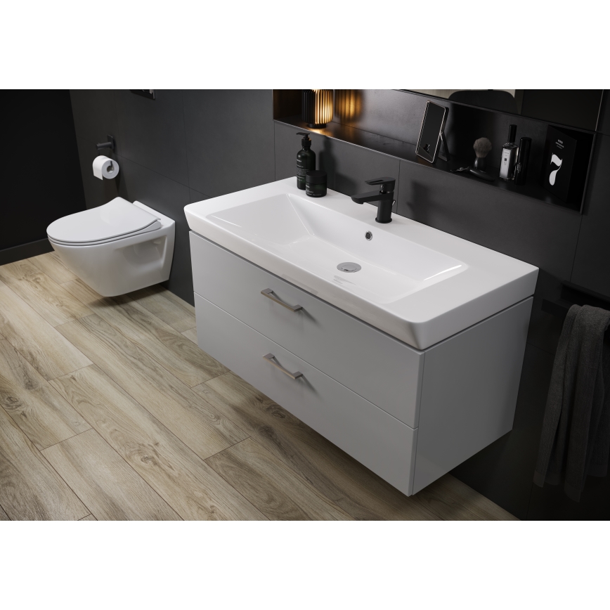 Cersanit S801-338-DSM - Meuble de salle de bains suspendu avec lavabo LARA 80×46×45 cm blanc