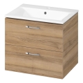 Cersanit S801-457 - Meuble de salle de bains suspendu avec lavabo NIKO 60x45 cm noyer