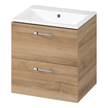 Cersanit S801-458 - Meuble de salle de bains suspendu avec vasque NIKO 50x40 cm, finition noyer