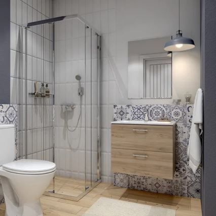 Cersanit S801-458 - Meuble de salle de bains suspendu avec vasque NIKO 50x40 cm, finition noyer